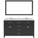 Modern Fittings Caroline 60" Double Bath Vanity with Cultured Marble Quartz Top and Square Sinks Faucets