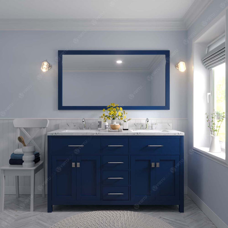 Modern Fittings Caroline 60" Double Bath Vanity with Cultured Marble Quartz Top and Square Sinks