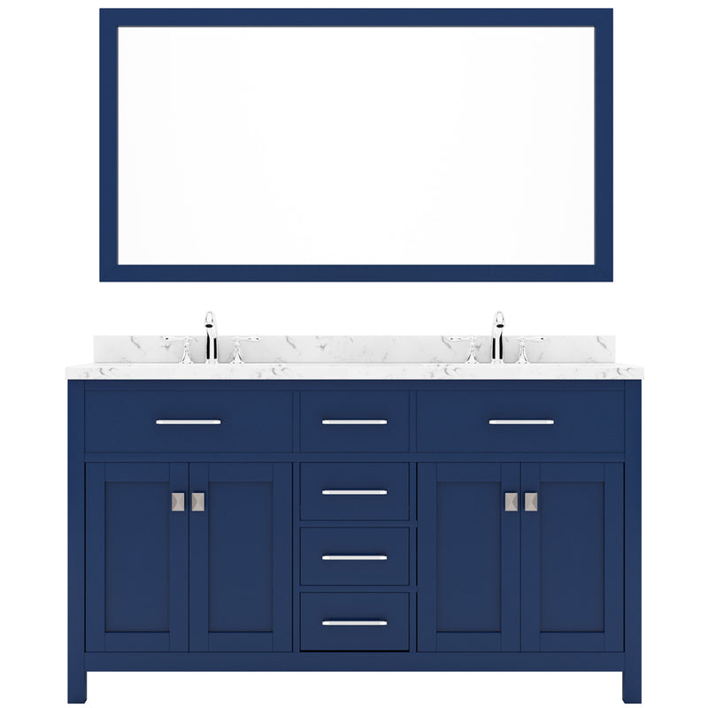 Modern Fittings Caroline 60" Double Bath Vanity with Cultured Marble Quartz Top and Square Sinks Faucets