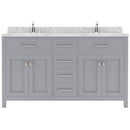 Modern Fittings Caroline 60" Double Bath Vanity with Cultured Marble Quartz Top and Square Sinks