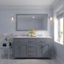 Modern Fittings Caroline 60" Double Bath Vanity with Cultured Marble Quartz Top and Square Sinks Faucets