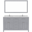 Modern Fittings Caroline 60" Double Bath Vanity with Cultured Marble Quartz Top and Square Sinks Faucets