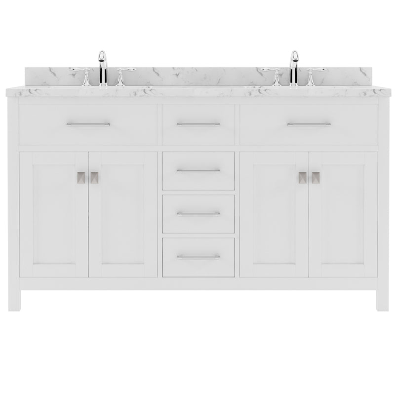 Modern Fittings Caroline 60" Double Bath Vanity with Cultured Marble Quartz Top and Square Sinks