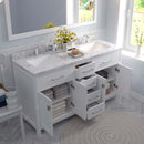 Modern Fittings Caroline 60" Double Bath Vanity with Cultured Marble Quartz Top and Square Sinks