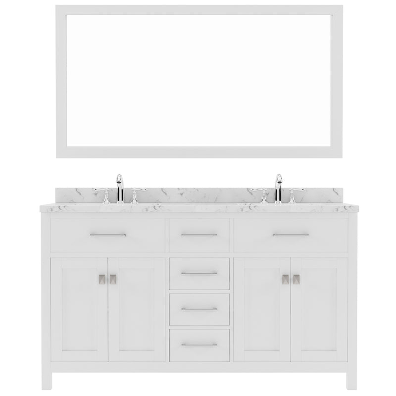 Modern Fittings Caroline 60" Double Bath Vanity with Cultured Marble Quartz Top and Square Sinks