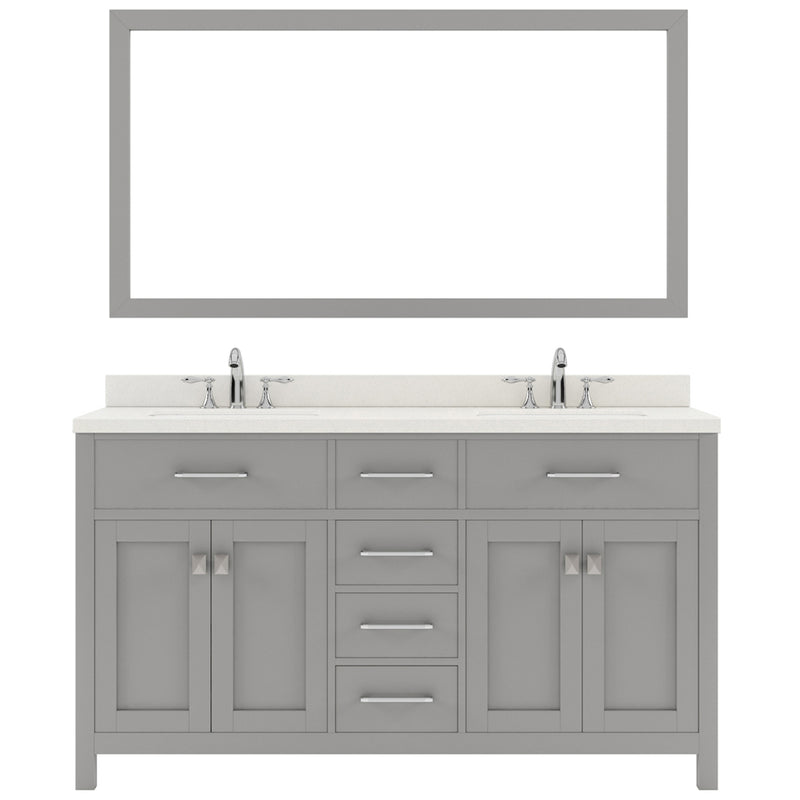 Modern Fittings Caroline 60" Double Bath Vanity with Quartz Top and Round Sinks Faucets