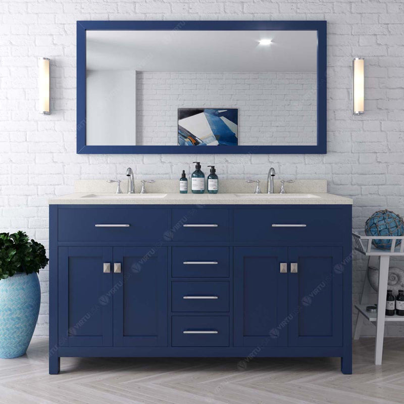 Modern Fittings Caroline 60" Double Bath Vanity with Quartz Top and Round Sinks Faucets