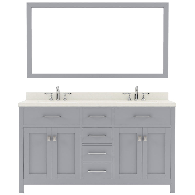 Modern Fittings Caroline 60" Double Bath Vanity with Quartz Top and Round Sinks Faucets