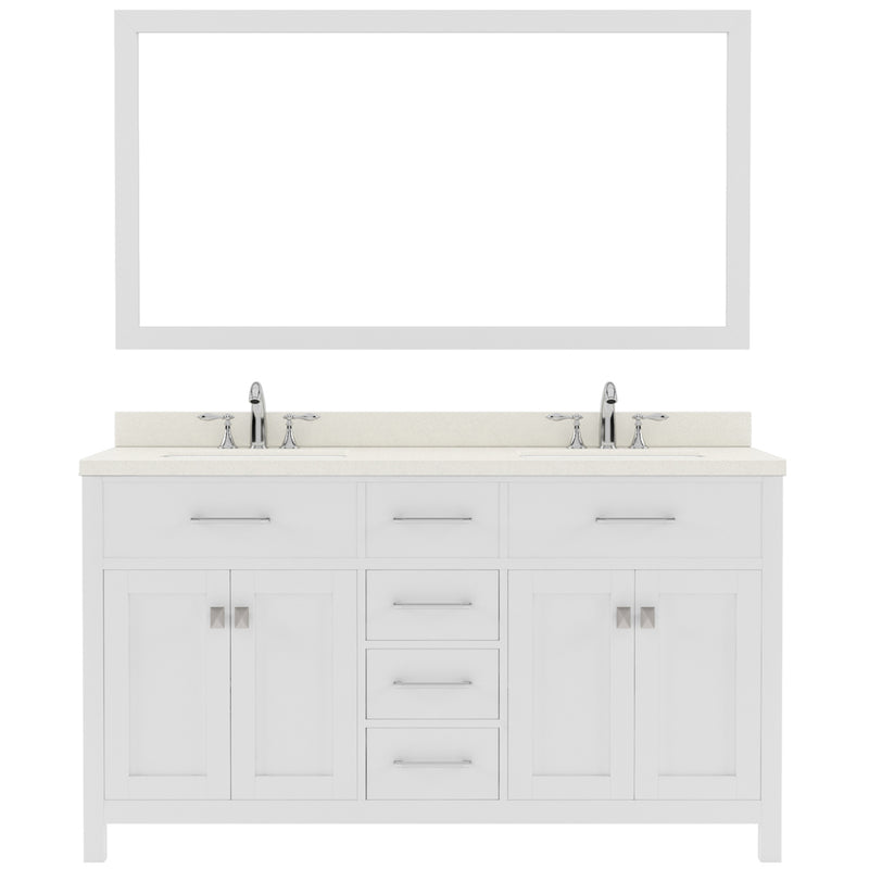 Modern Fittings Caroline 60" Double Bath Vanity with Quartz Top and Round Sinks Faucets