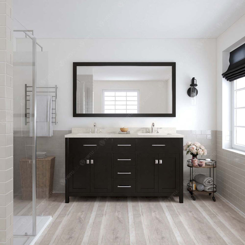 Modern Fittings Caroline 60" Double Bath Vanity with Quartz Top and Square Sinks Faucets