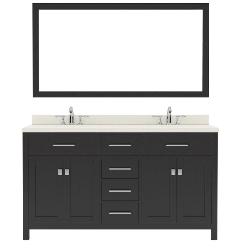 Modern Fittings Caroline 60" Double Bath Vanity with Quartz Top and Square Sinks Faucets