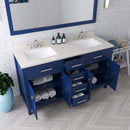 Modern Fittings Caroline 60" Double Bath Vanity with Quartz Top and Square Sinks Faucets