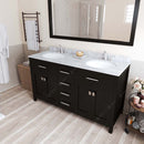 Modern Fittings Caroline 60" Double Bath Vanity with Marble Top and Round Sinks Faucets