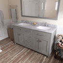 Modern Fittings Caroline 60" Double Bath Vanity with Marble Top and Square Sinks