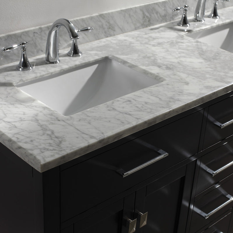 Modern Fittings Caroline 60" Double Bath Vanity with Marble Top and Square Sinks