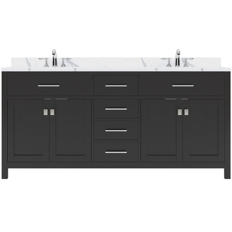 Modern Fittings Caroline 72" Double Bath Vanity with Calacatta Quartz Top and Round Sinks