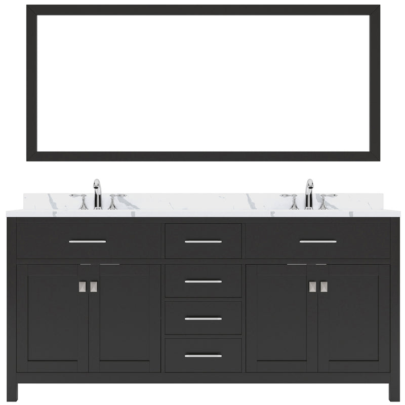 Modern Fittings Caroline 72" Double Bath Vanity with Calacatta Quartz Top and Round Sinks