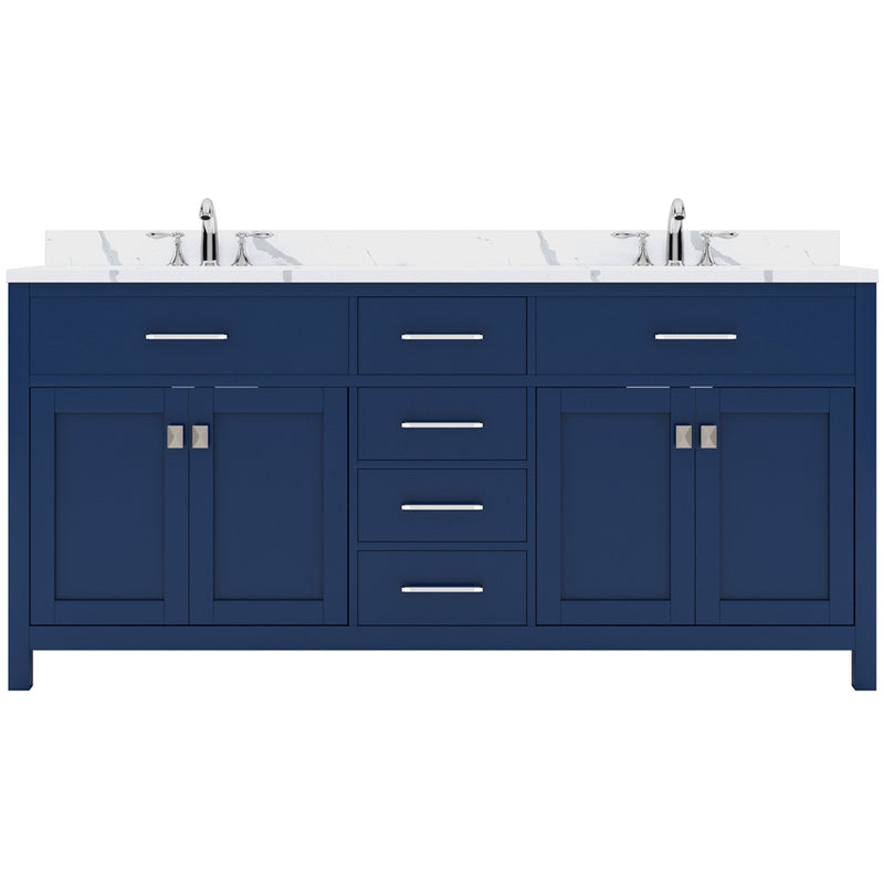 Modern Fittings Caroline 72" Double Bath Vanity with Calacatta Quartz Top and Round Sinks