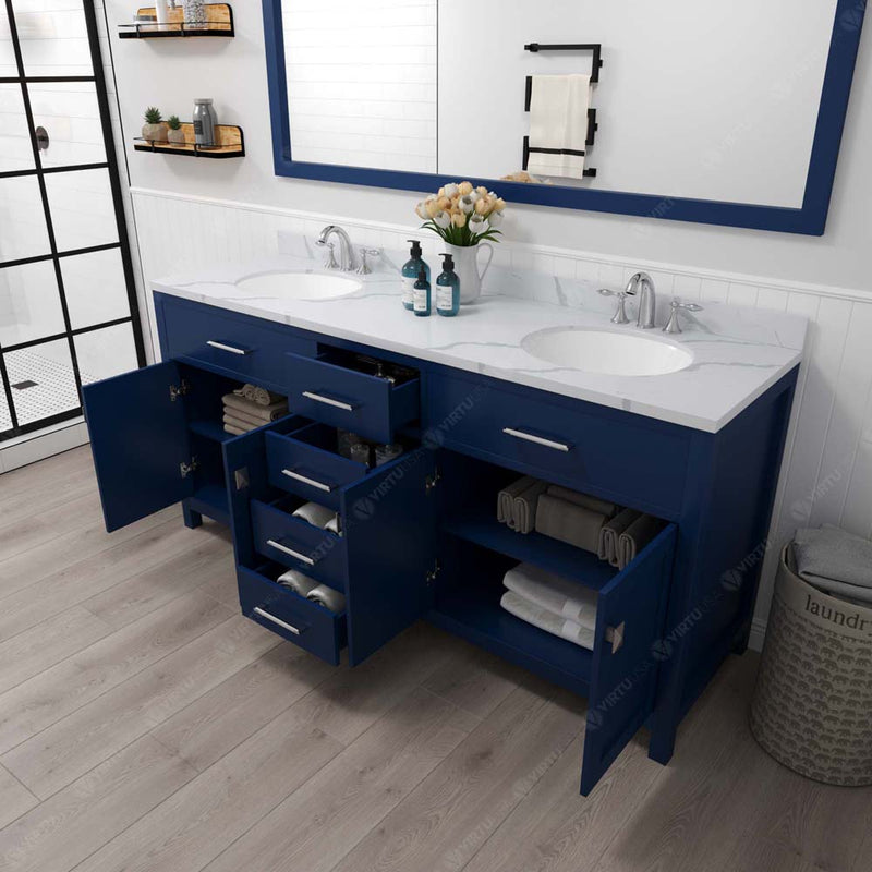 Modern Fittings Caroline 72" Double Bath Vanity with Calacatta Quartz Top and Round Sinks