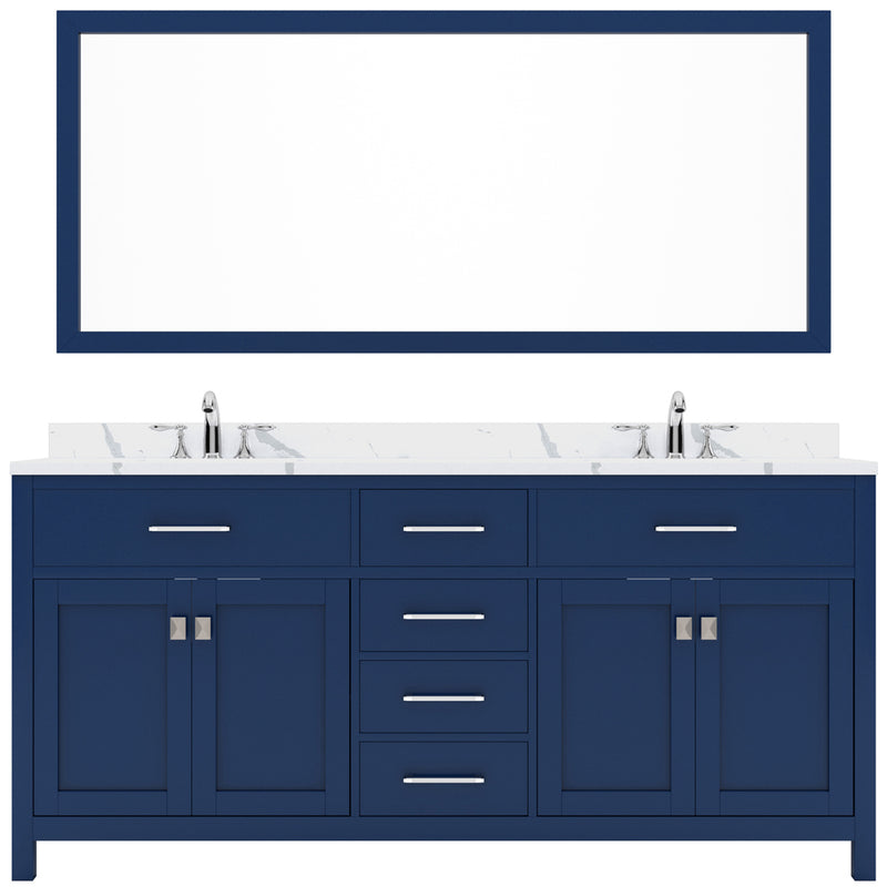 Modern Fittings Caroline 72" Double Bath Vanity with Calacatta Quartz Top and Round Sinks