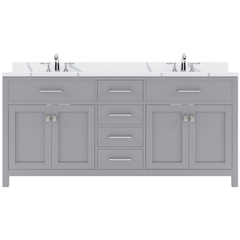 Modern Fittings Caroline 72" Double Bath Vanity with Calacatta Quartz Top and Round Sinks