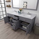 Modern Fittings Caroline 72" Double Bath Vanity with Calacatta Quartz Top and Round Sinks Faucets