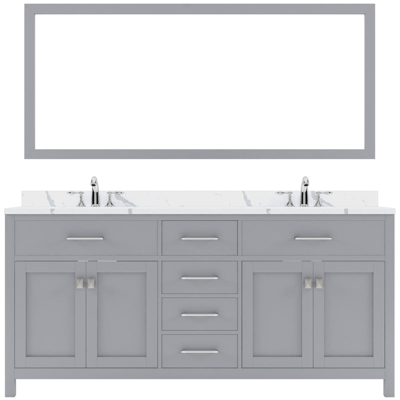 Modern Fittings Caroline 72" Double Bath Vanity with Calacatta Quartz Top and Round Sinks Faucets