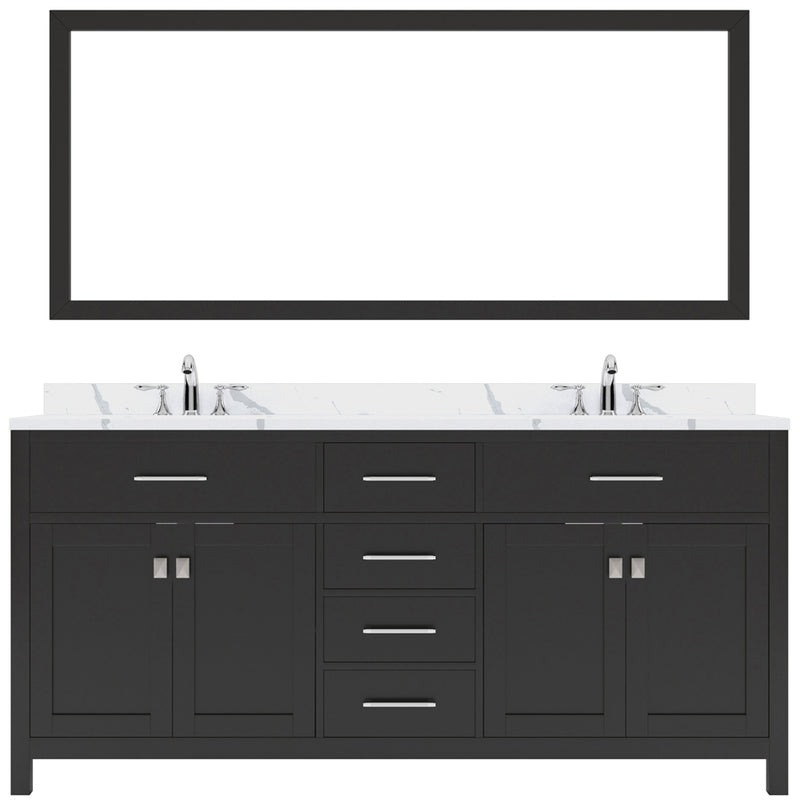 Modern Fittings Caroline 72" Double Bath Vanity with Calacatta Quartz Top and Square Sinks Faucets