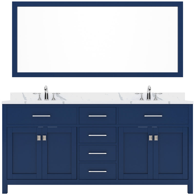 Modern Fittings Caroline 72" Double Bath Vanity with Calacatta Quartz Top and Square Sinks