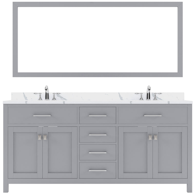 Modern Fittings Caroline 72" Double Bath Vanity with Calacatta Quartz Top and Square Sinks Faucets