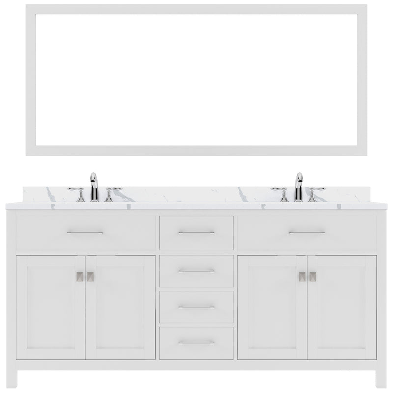 Modern Fittings Caroline 72" Double Bath Vanity with Calacatta Quartz Top and Square Sinks Faucets