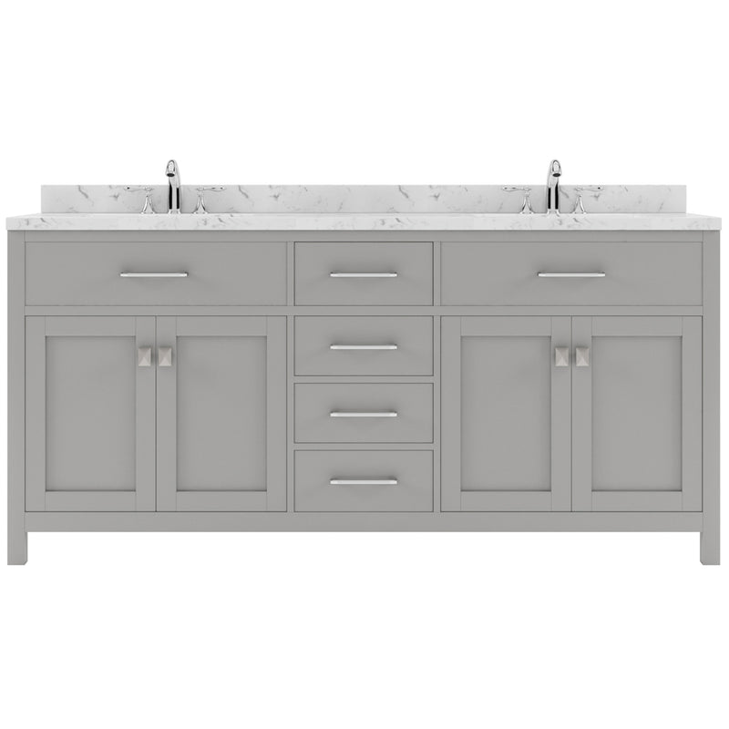 Modern Fittings Caroline 72" Double Bath Vanity with Cultured Marble Quartz Top and Round Sinks