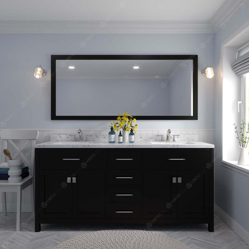 Modern Fittings Caroline 72" Double Bath Vanity with Cultured Marble Quartz Top and Round Sinks