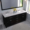 Modern Fittings Caroline 72" Double Bath Vanity with Cultured Marble Quartz Top and Round Sinks Faucets