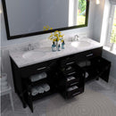 Modern Fittings Caroline 72" Double Bath Vanity with Cultured Marble Quartz Top and Round Sinks