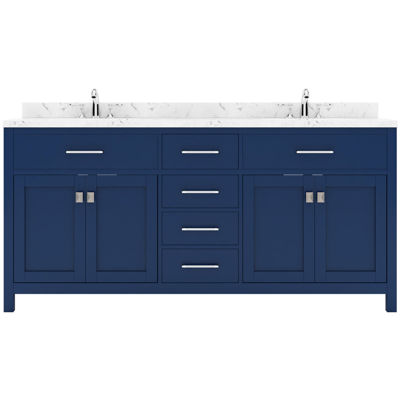 Modern Fittings Caroline 72" Double Bath Vanity with Cultured Marble Quartz Top and Round Sinks