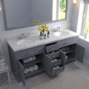 Modern Fittings Caroline 72" Double Bath Vanity with Cultured Marble Quartz Top and Round Sinks Faucets