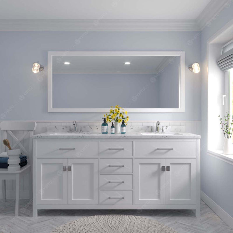 Modern Fittings Caroline 72" Double Bath Vanity with Cultured Marble Quartz Top and Round Sinks