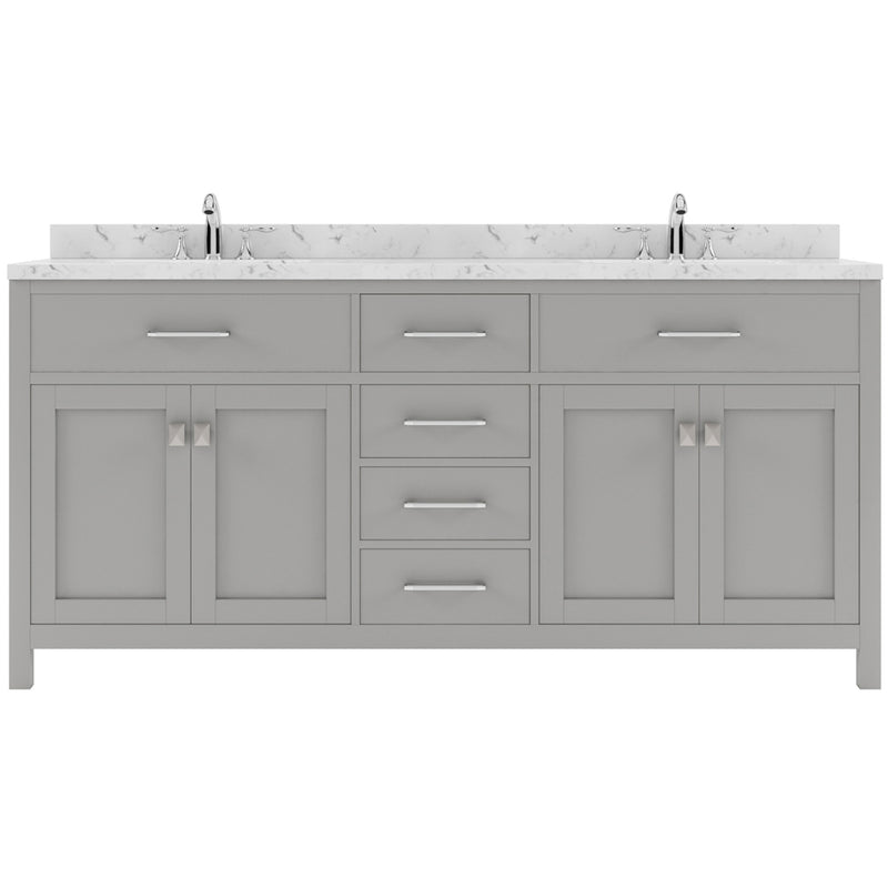 Modern Fittings Caroline 72" Double Bath Vanity with Cultured Marble Quartz Top and Square Sinks