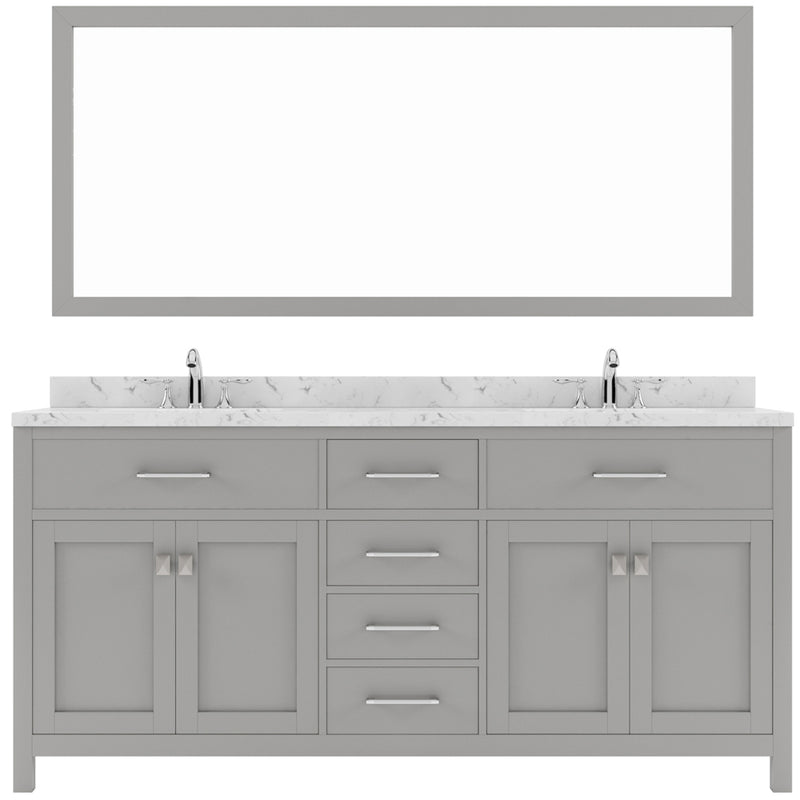 Modern Fittings Caroline 72" Double Bath Vanity with Cultured Marble Quartz Top and Square Sinks