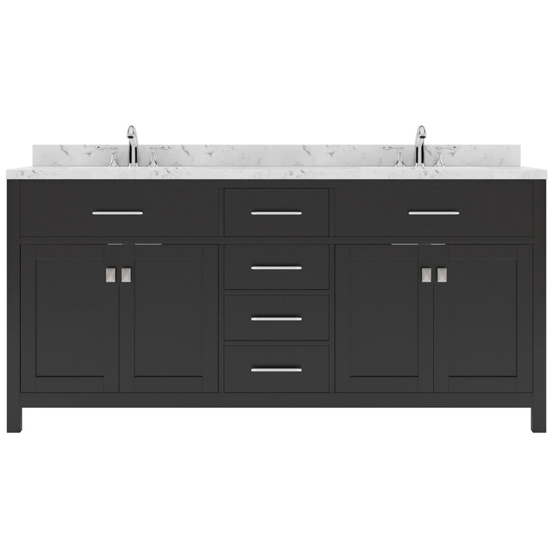 Modern Fittings Caroline 72" Double Bath Vanity with Cultured Marble Quartz Top and Square Sinks