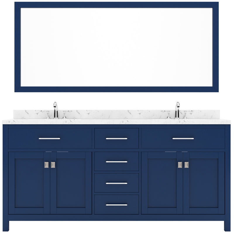 Modern Fittings Caroline 72" Double Bath Vanity with Cultured Marble Quartz Top and Square Sinks