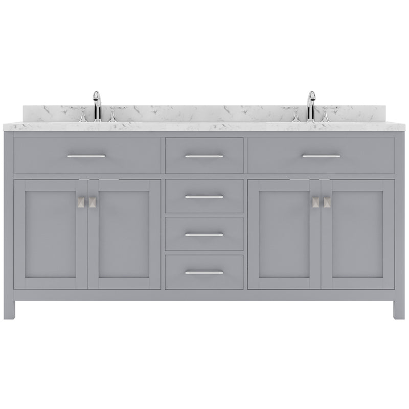 Modern Fittings Caroline 72" Double Bath Vanity with Cultured Marble Quartz Top and Square Sinks