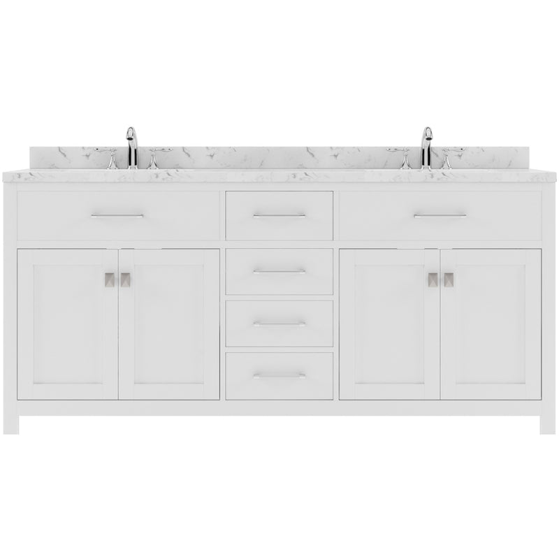 Modern Fittings Caroline 72" Double Bath Vanity with Cultured Marble Quartz Top and Square Sinks