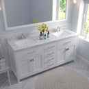 Modern Fittings Caroline 72" Double Bath Vanity with Cultured Marble Quartz Top and Square Sinks