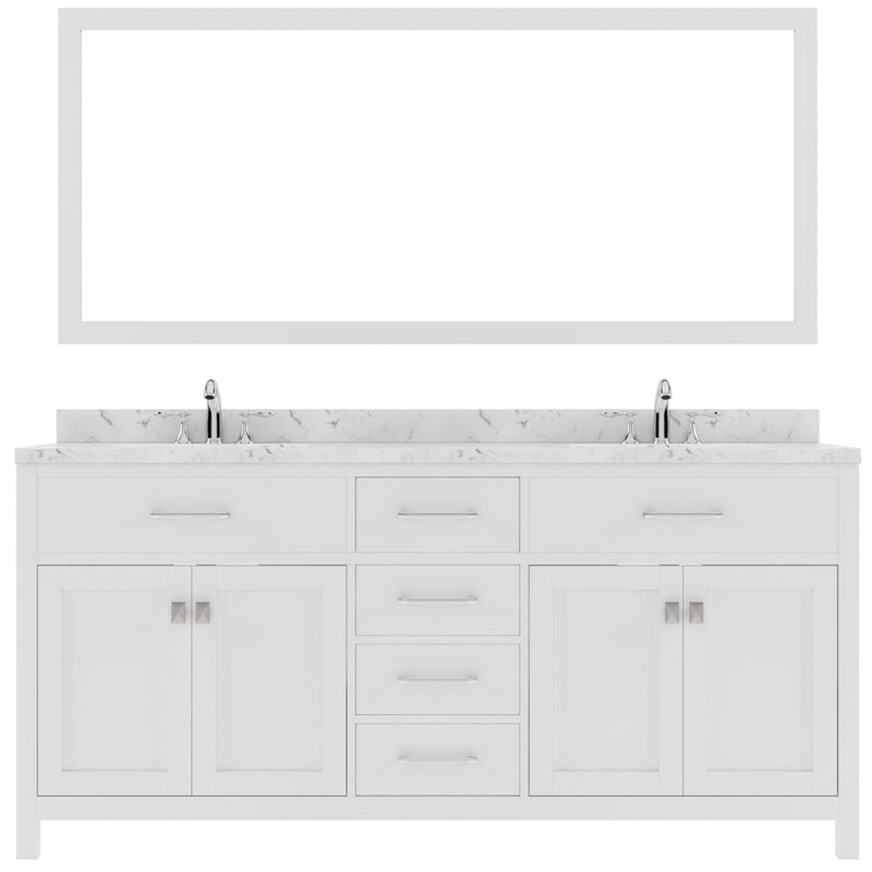 Modern Fittings Caroline 72" Double Bath Vanity with Cultured Marble Quartz Top and Square Sinks