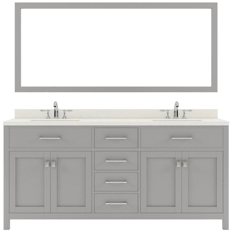 Modern Fittings Caroline 72" Double Bath Vanity with Quartz Top and Round Sinks Faucets