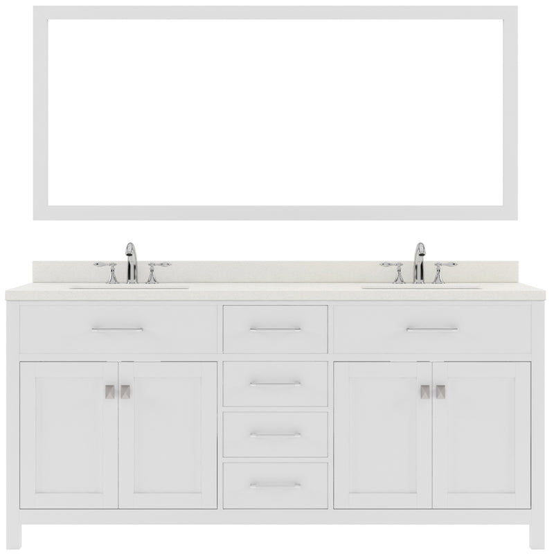 Modern Fittings Caroline 72" Double Bath Vanity with Quartz Top and Round Sinks Faucets