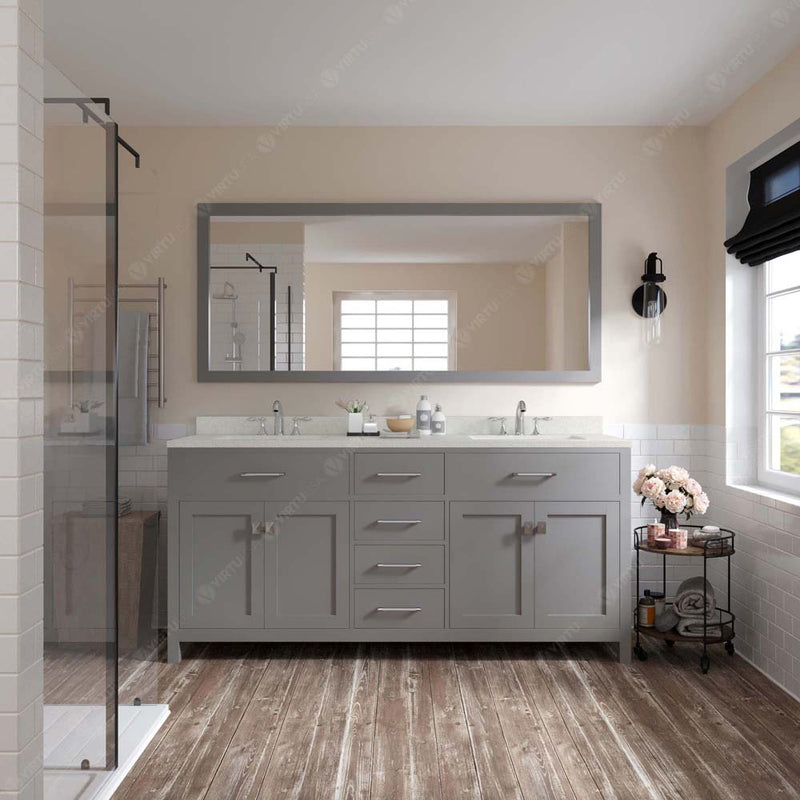 Modern Fittings Caroline 72" Double Bath Vanity with Quartz Top and Square Sinks Faucets