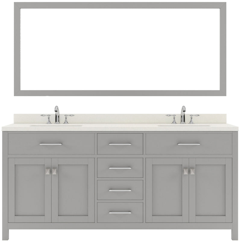 Modern Fittings Caroline 72" Double Bath Vanity with Quartz Top and Square Sinks Faucets